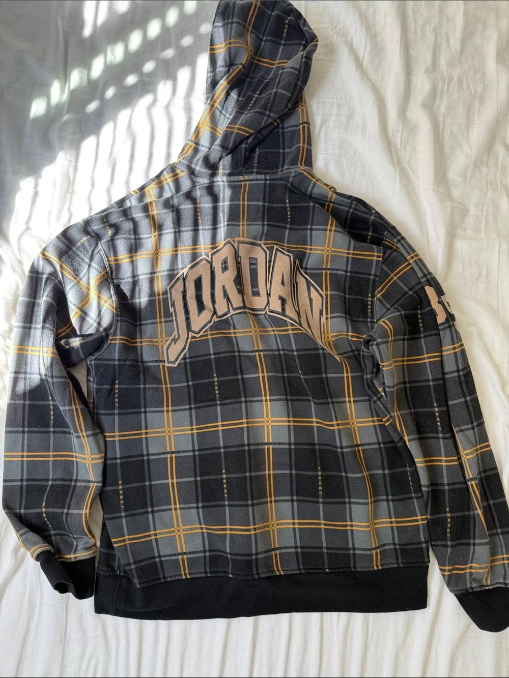 Jordan Men's Black & Yellow Plaid Hoodie